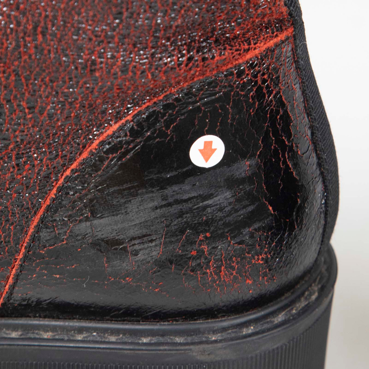 Chanel Black & Red Crackle Leather Combat Boots