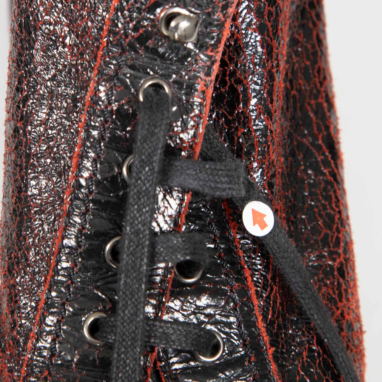 Chanel Black & Red Crackle Leather Combat Boots