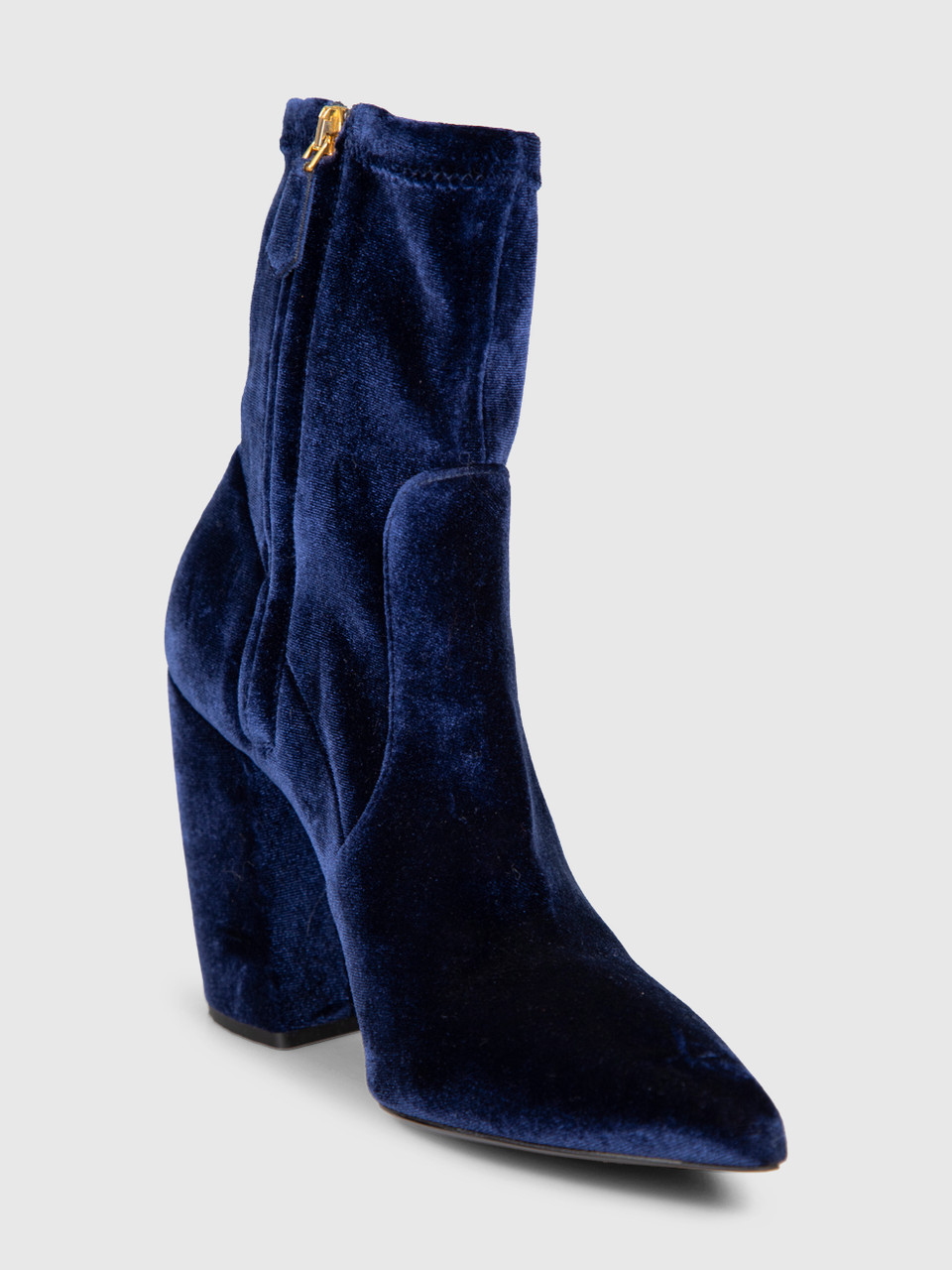 Prada Navy Velvet Heeled Boots