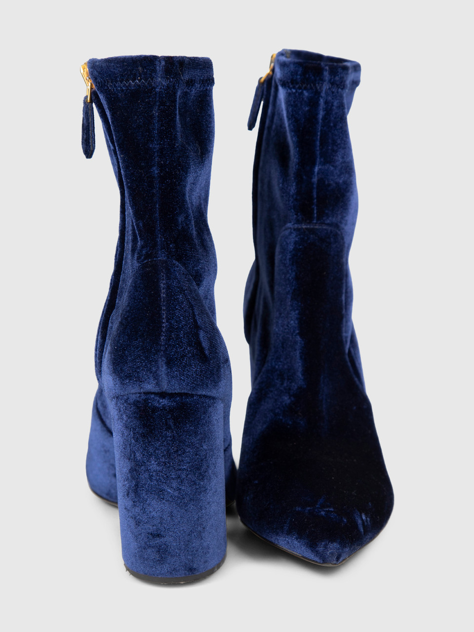 Prada Navy Velvet Heeled Boots