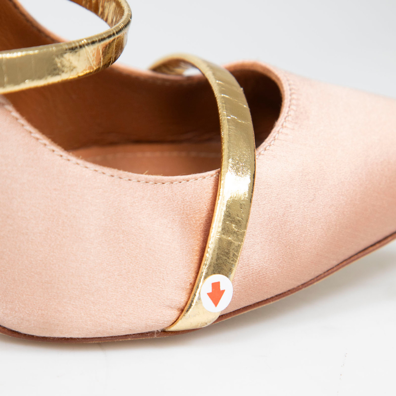 Malone Souliers Pink & Gold Satin Robyn Heels