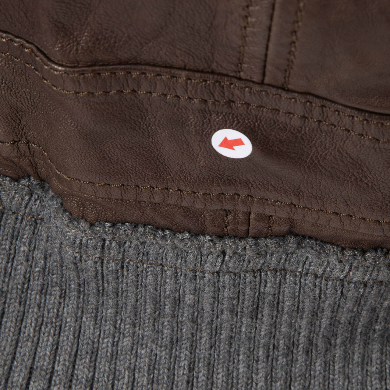 Dolce & Gabbana Brown Leather Rib Knit Trim Jacket