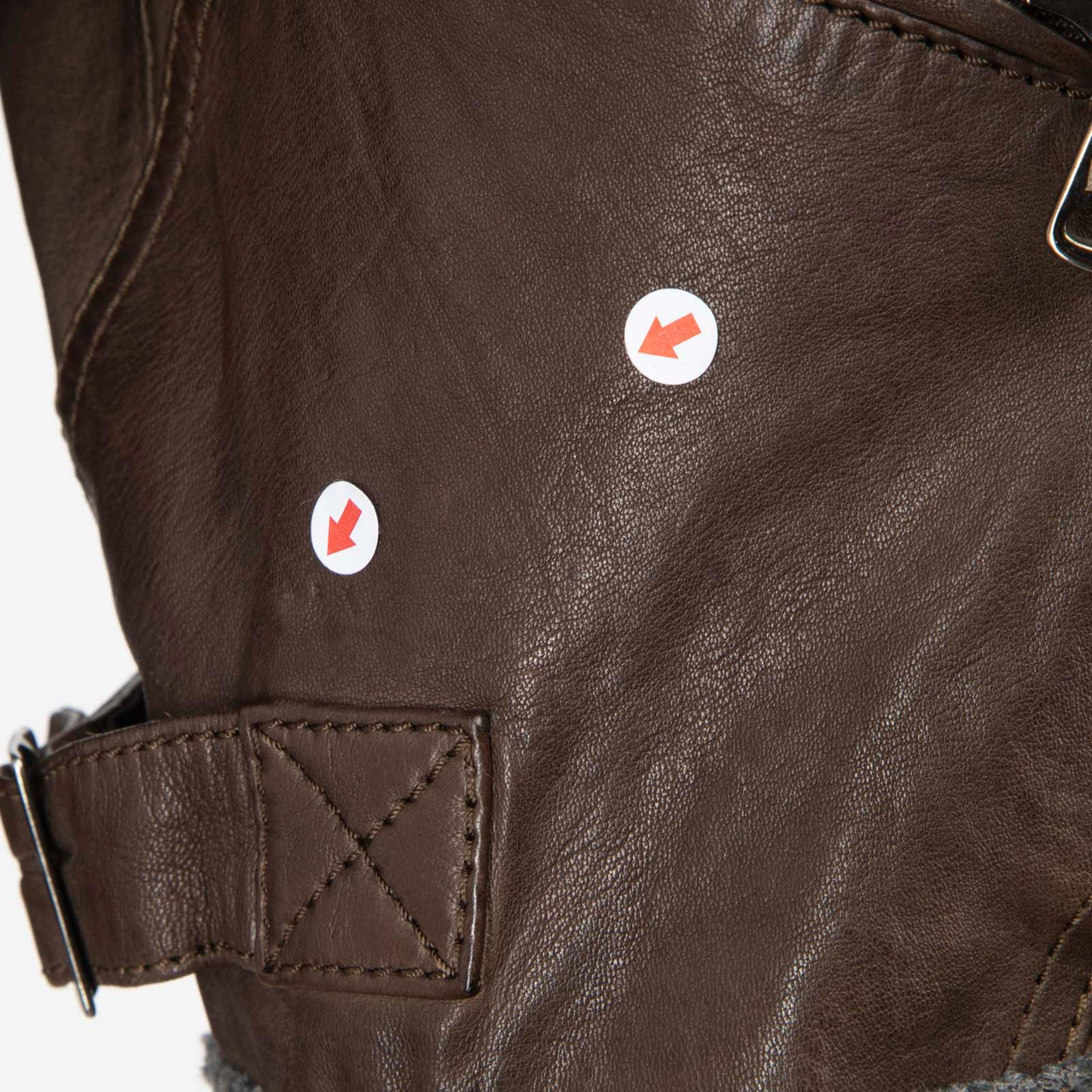 Dolce & Gabbana Brown Leather Rib Knit Trim Jacket