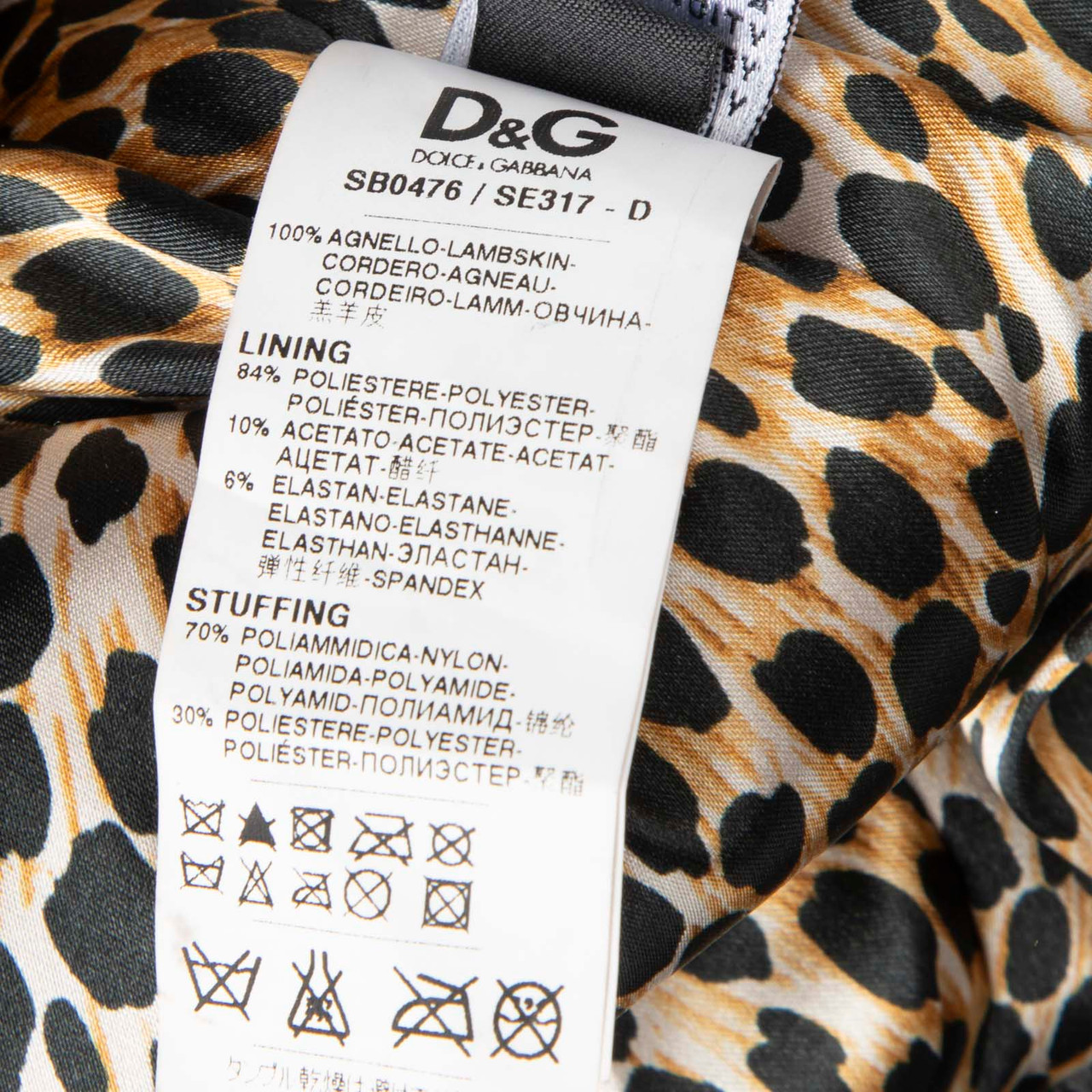 Dolce & Gabbana Brown Leather Rib Knit Trim Jacket