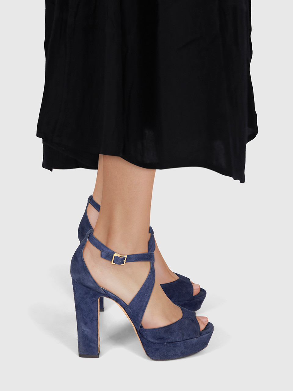 Jimmy Choo Navy Suede Platform Sandals