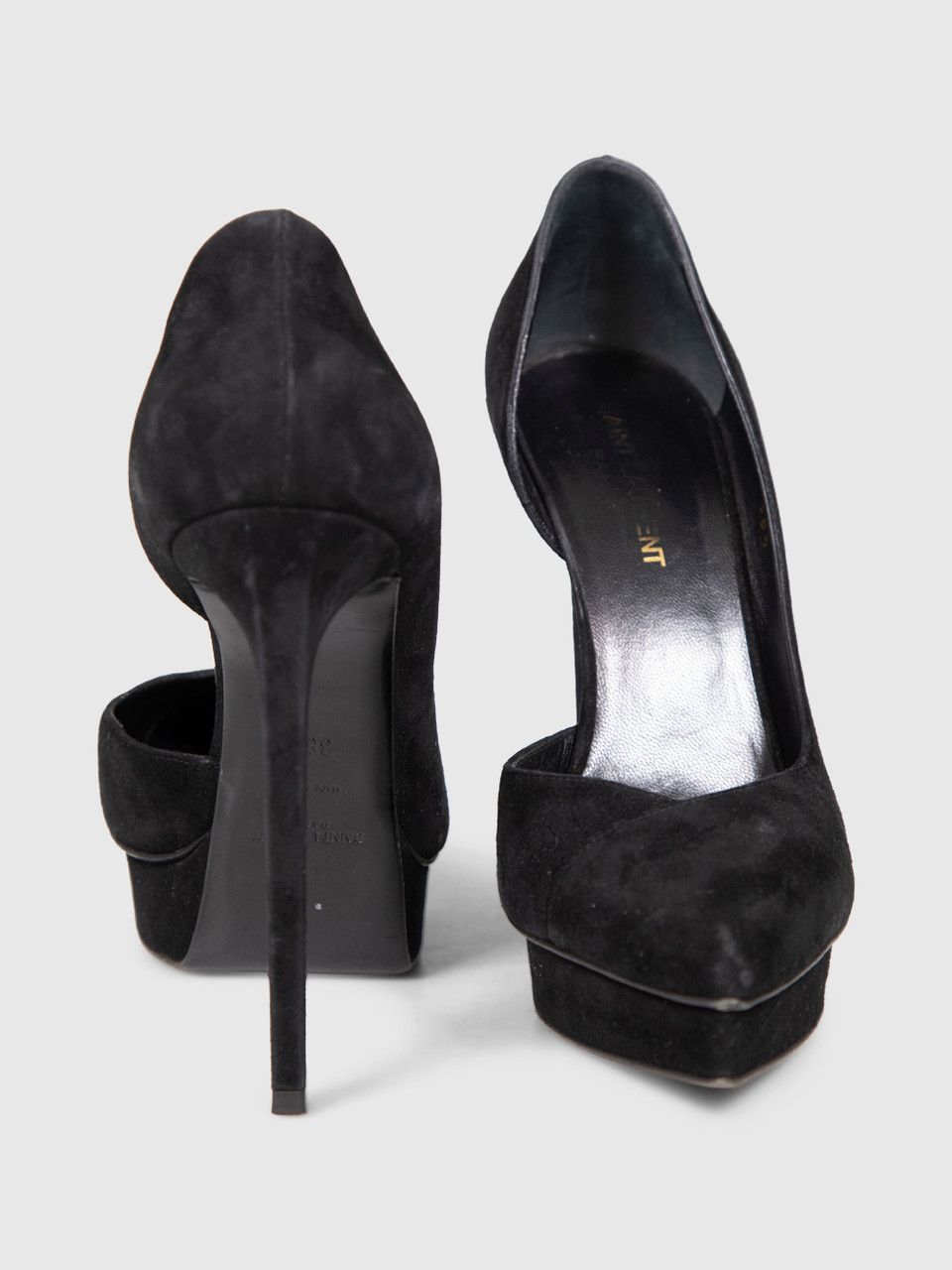 Saint Laurent Black Suede D'Orsay Pumps