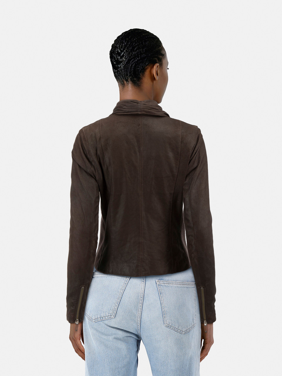Vince Brown Leather Biker Jacket