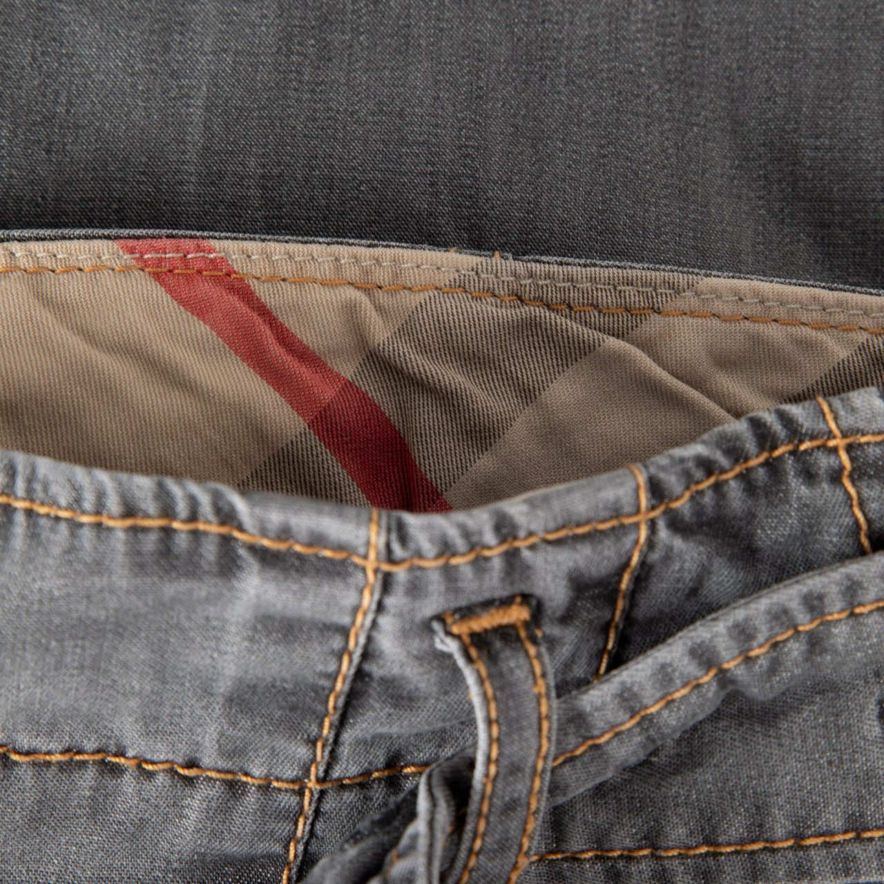 Burberry Grey Lightweight Denim Belted Jeans
