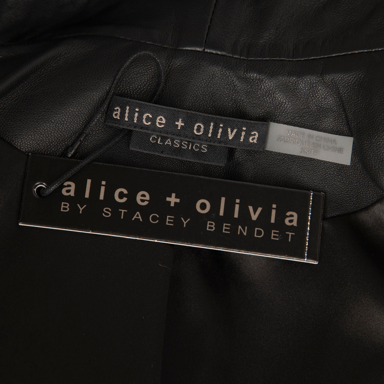 Alice + Olivia Black Cropped Leather Jacket