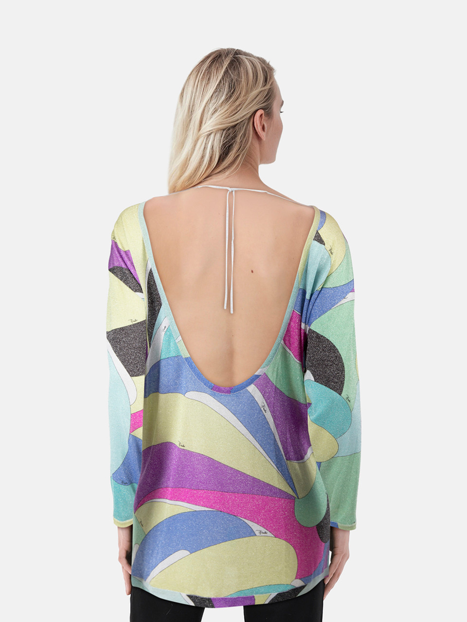 Emilio Pucci Metallic Abstract Tunic Top