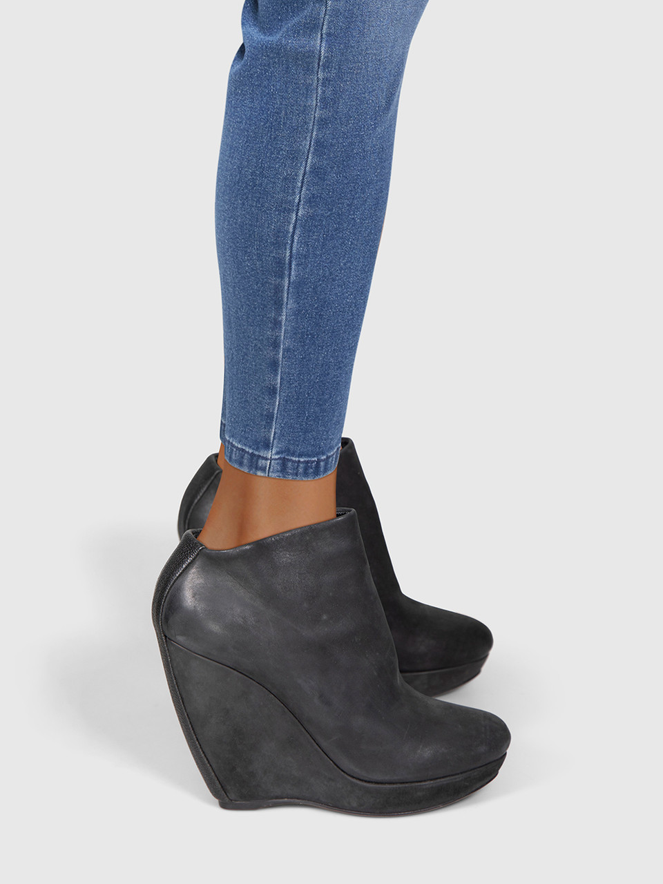 Balenciaga Black Nubuck Wedge Boots