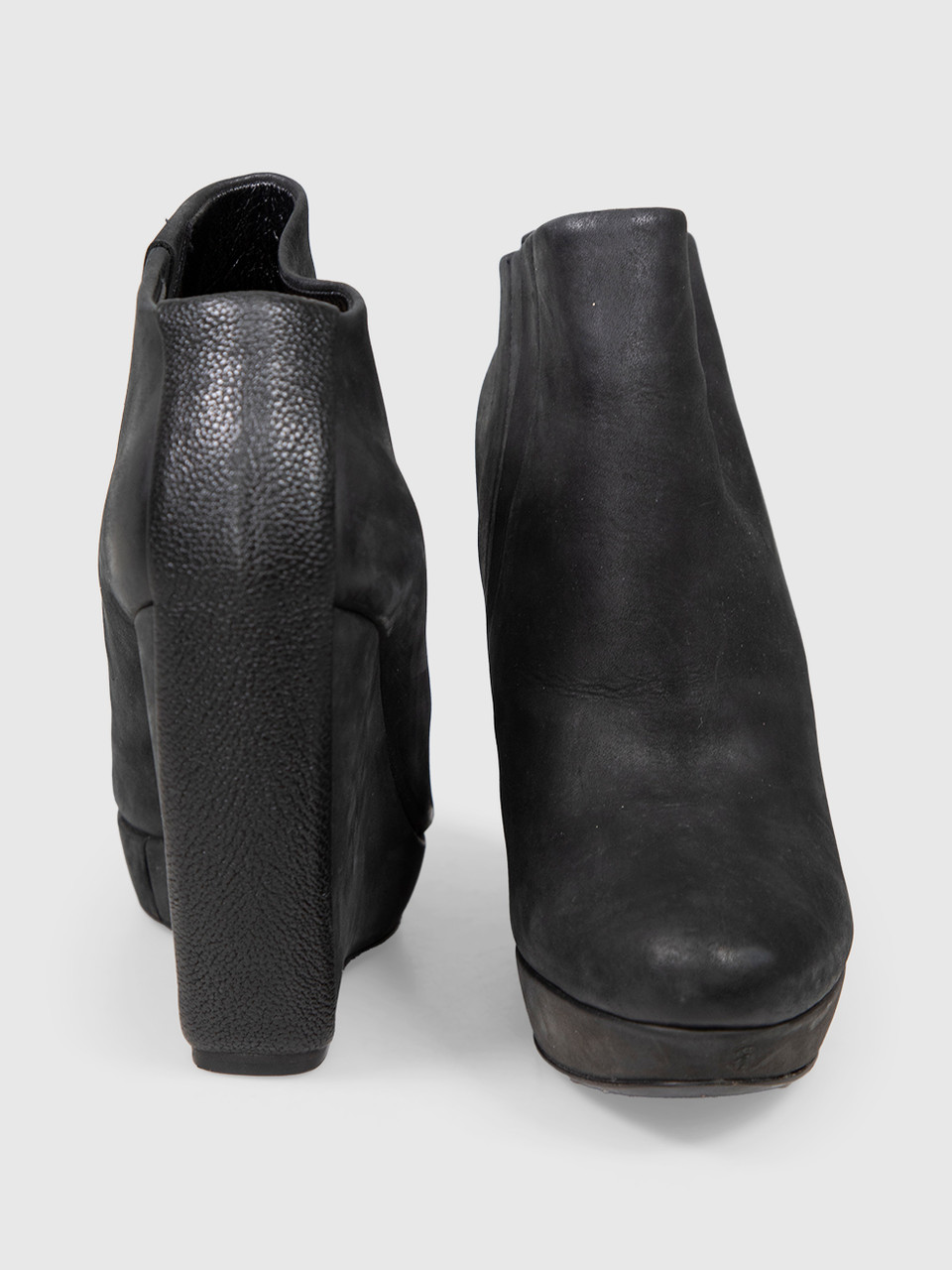 Balenciaga Black Nubuck Wedge Boots