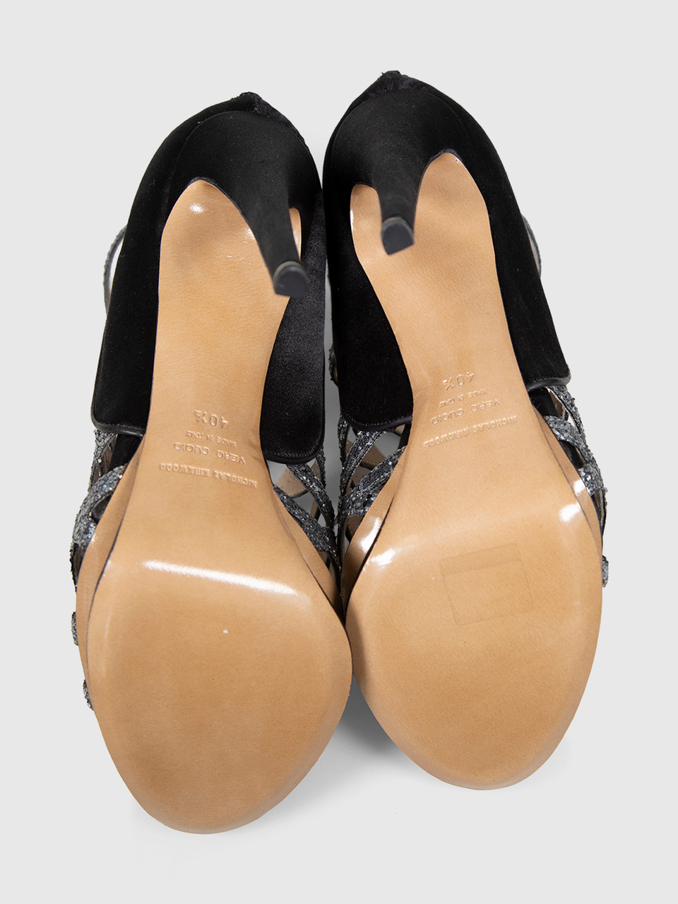 Nicholas Kirkwood Black & Silver Glitter Heels