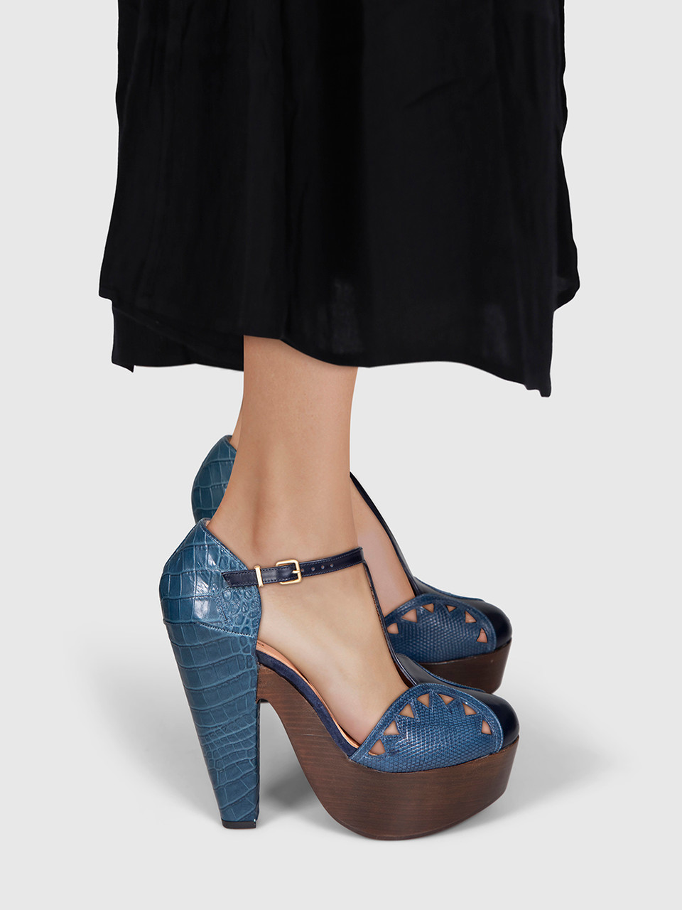 Clergerie Blue Leather Platform Heels