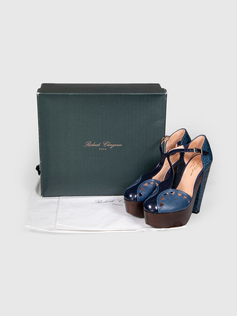 Clergerie Blue Leather Platform Heels