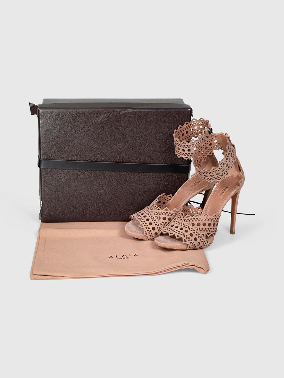 Alaïa Pink Suede Cutout High Heel Sandals