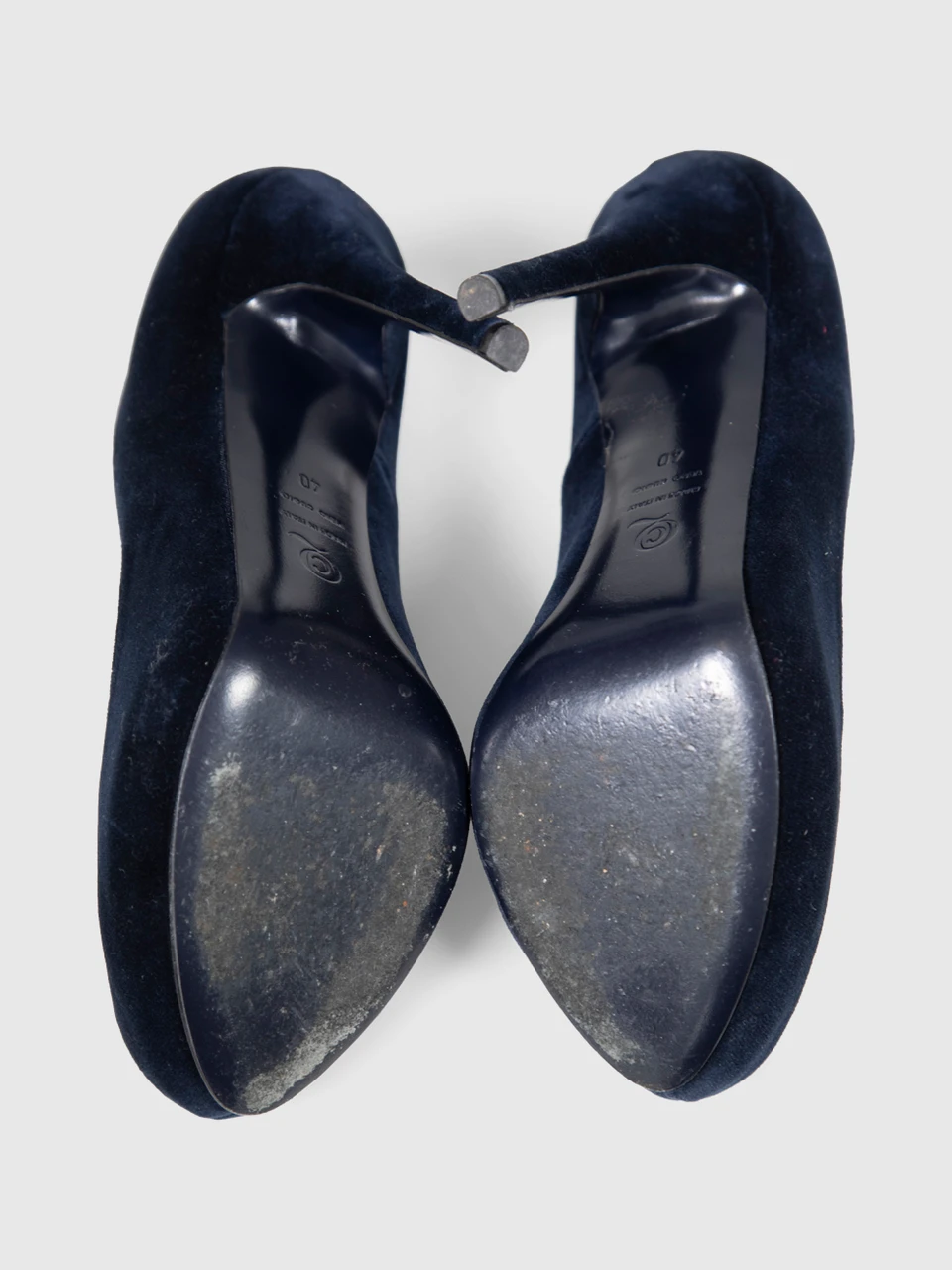 Alexander McQueen Navy Velvet Peep Toe Heels