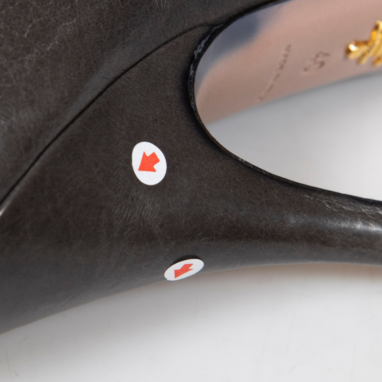 Prada Graphite Leather Peep Toe Heels