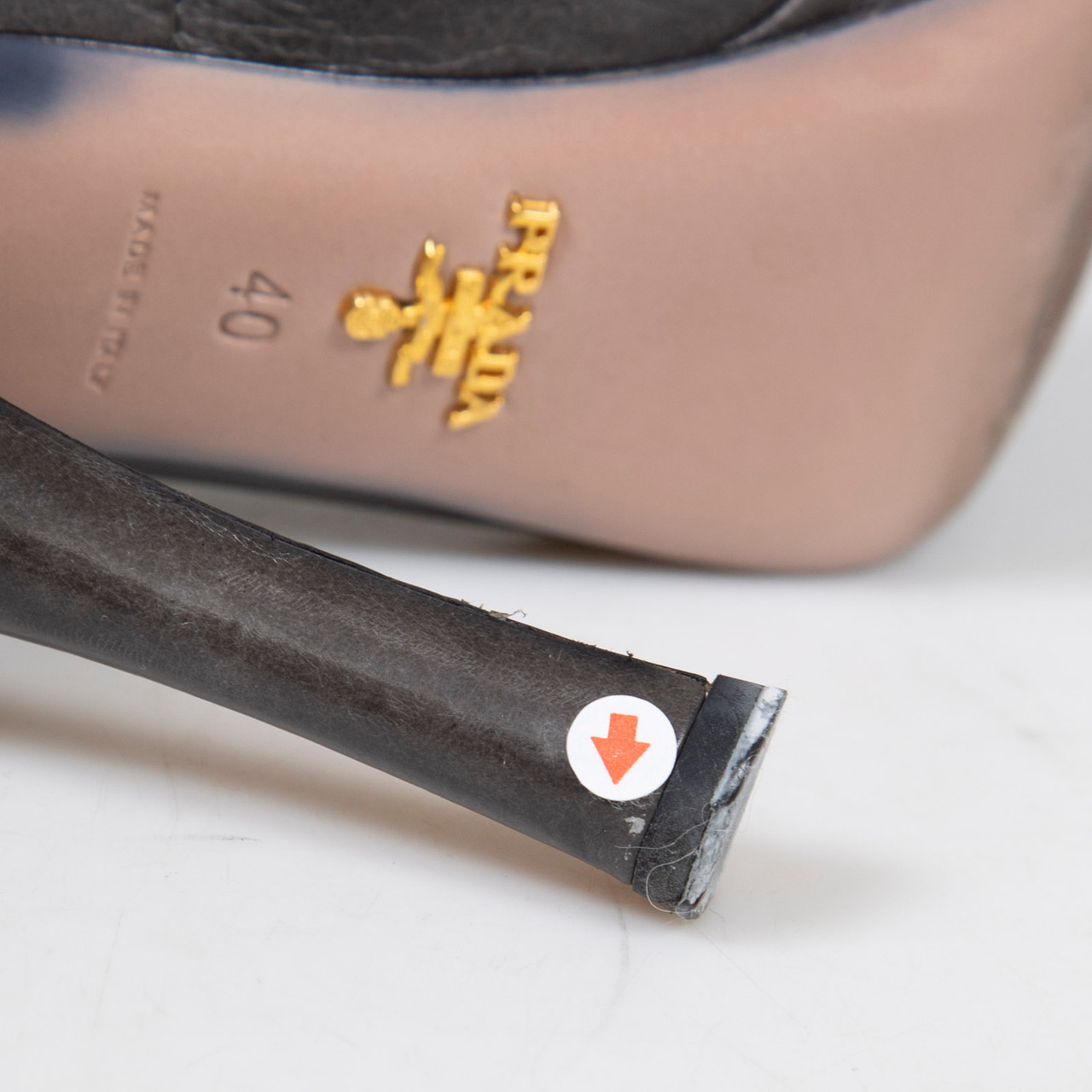 Prada Graphite Leather Peep Toe Heels