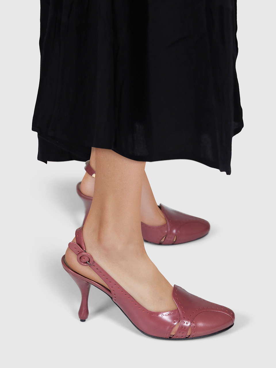 Bottega Veneta Burgundy Leather Slingback Heels