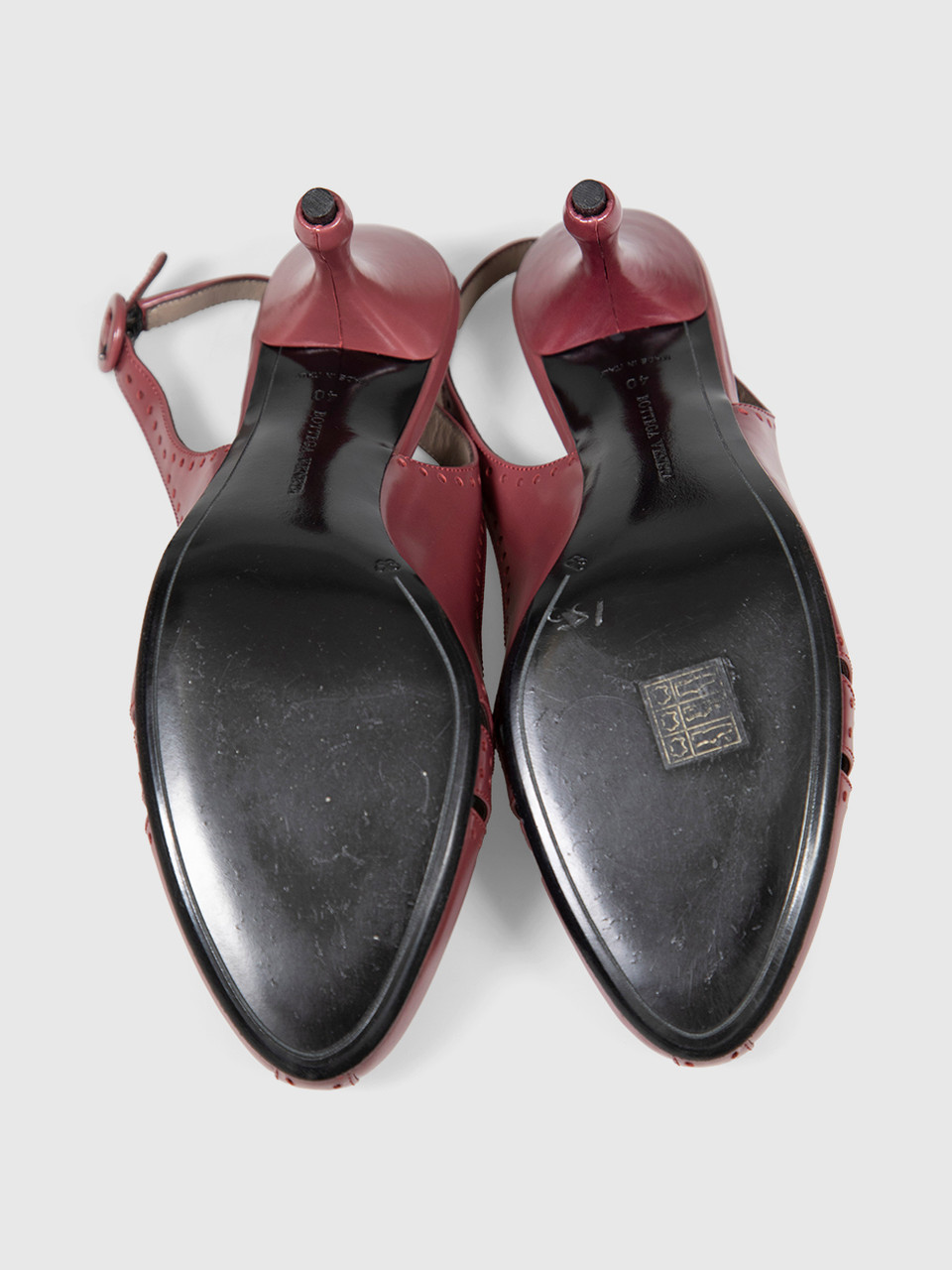 Bottega Veneta Burgundy Leather Slingback Heels