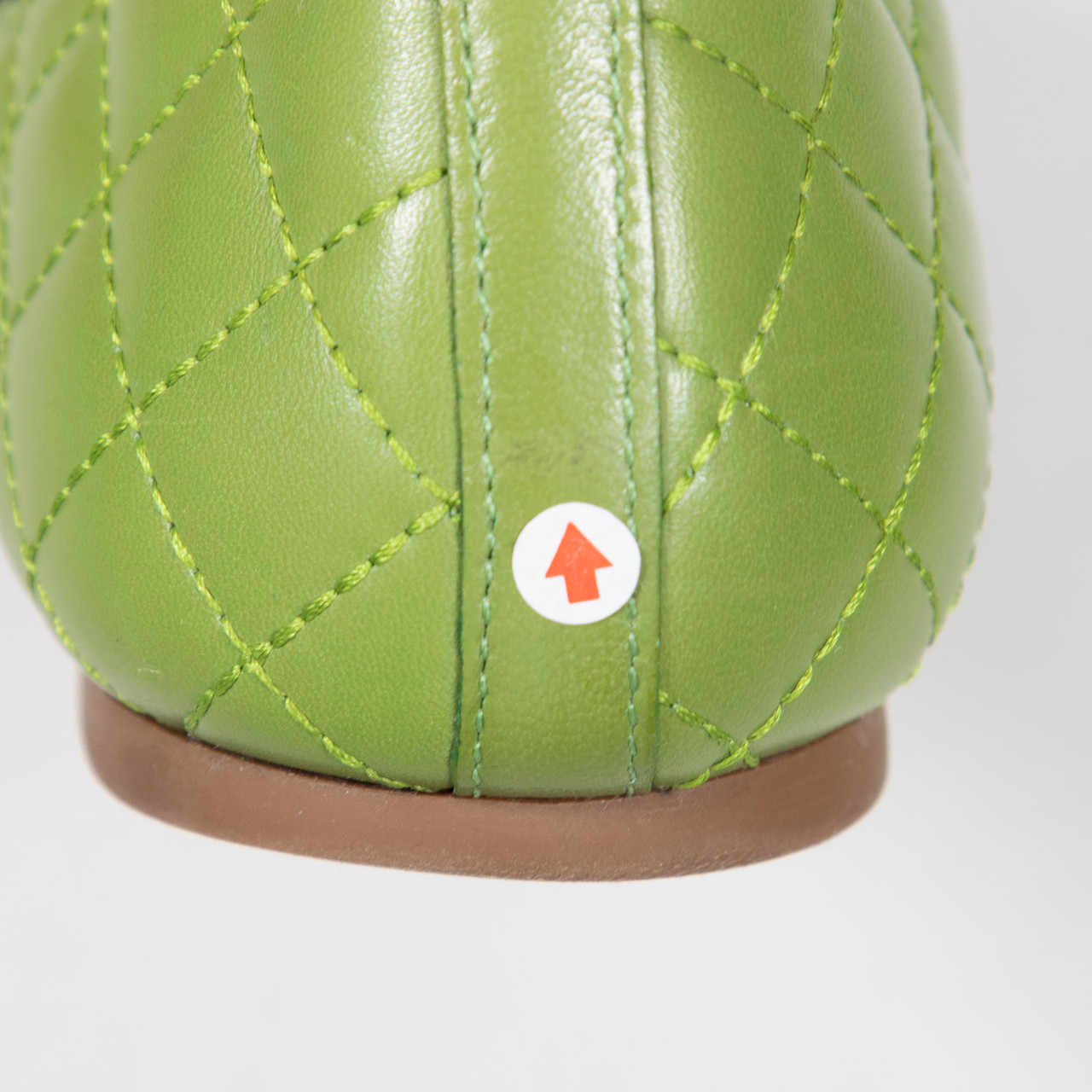 Tory Burch Green Leather Quinn Ballet Flats