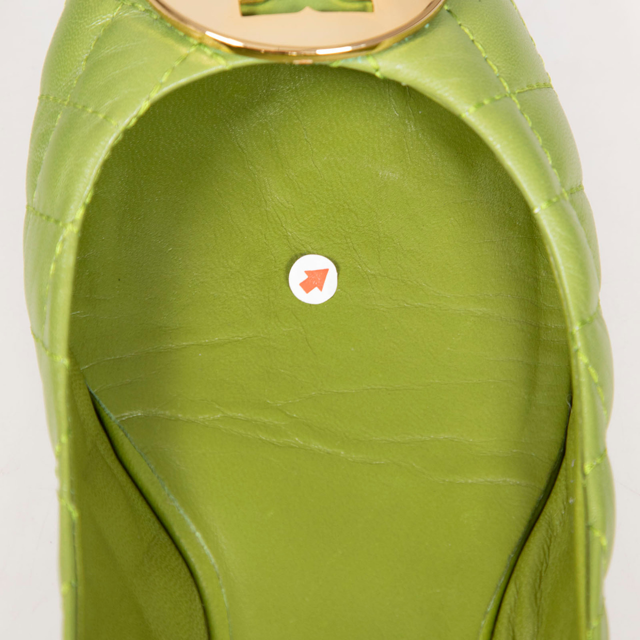 Tory Burch Green Leather Quinn Ballet Flats