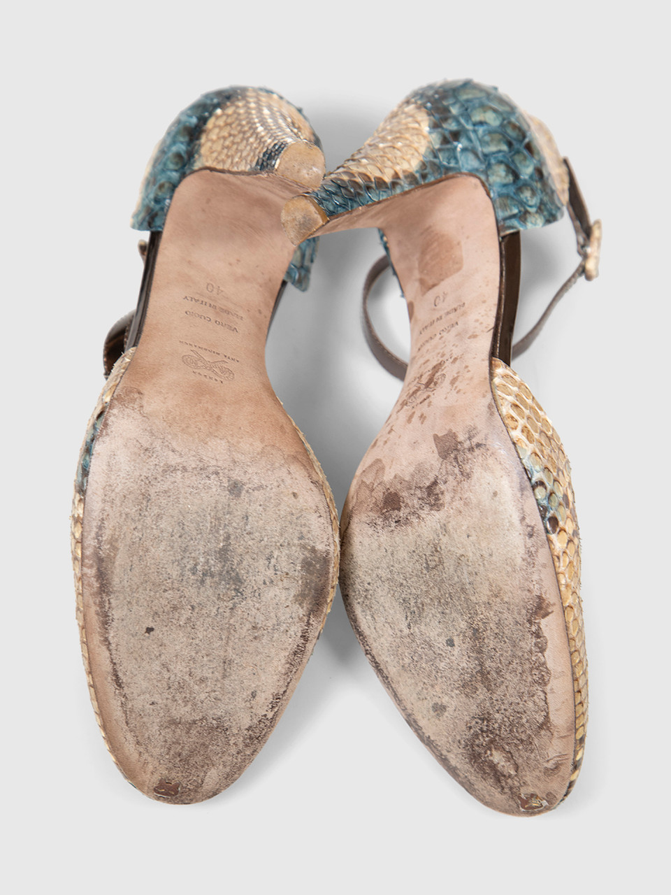 Anya Hindmarch Python Leather T-Strap Heels