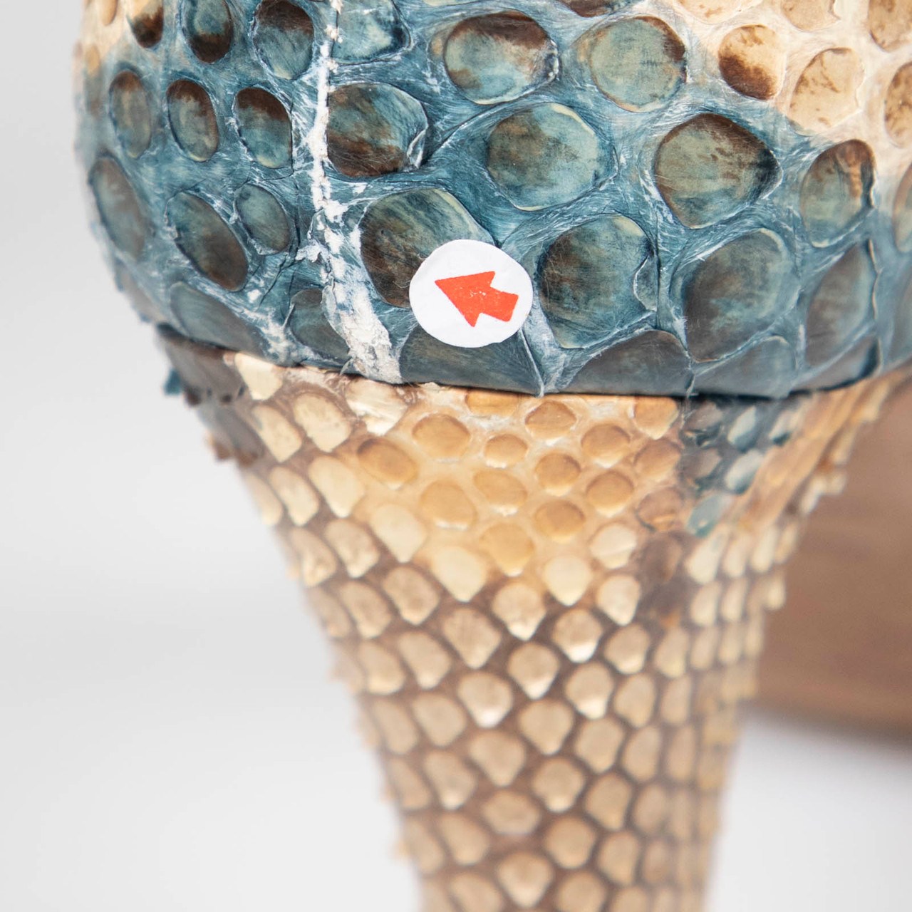 Anya Hindmarch Python Leather T-Strap Heels