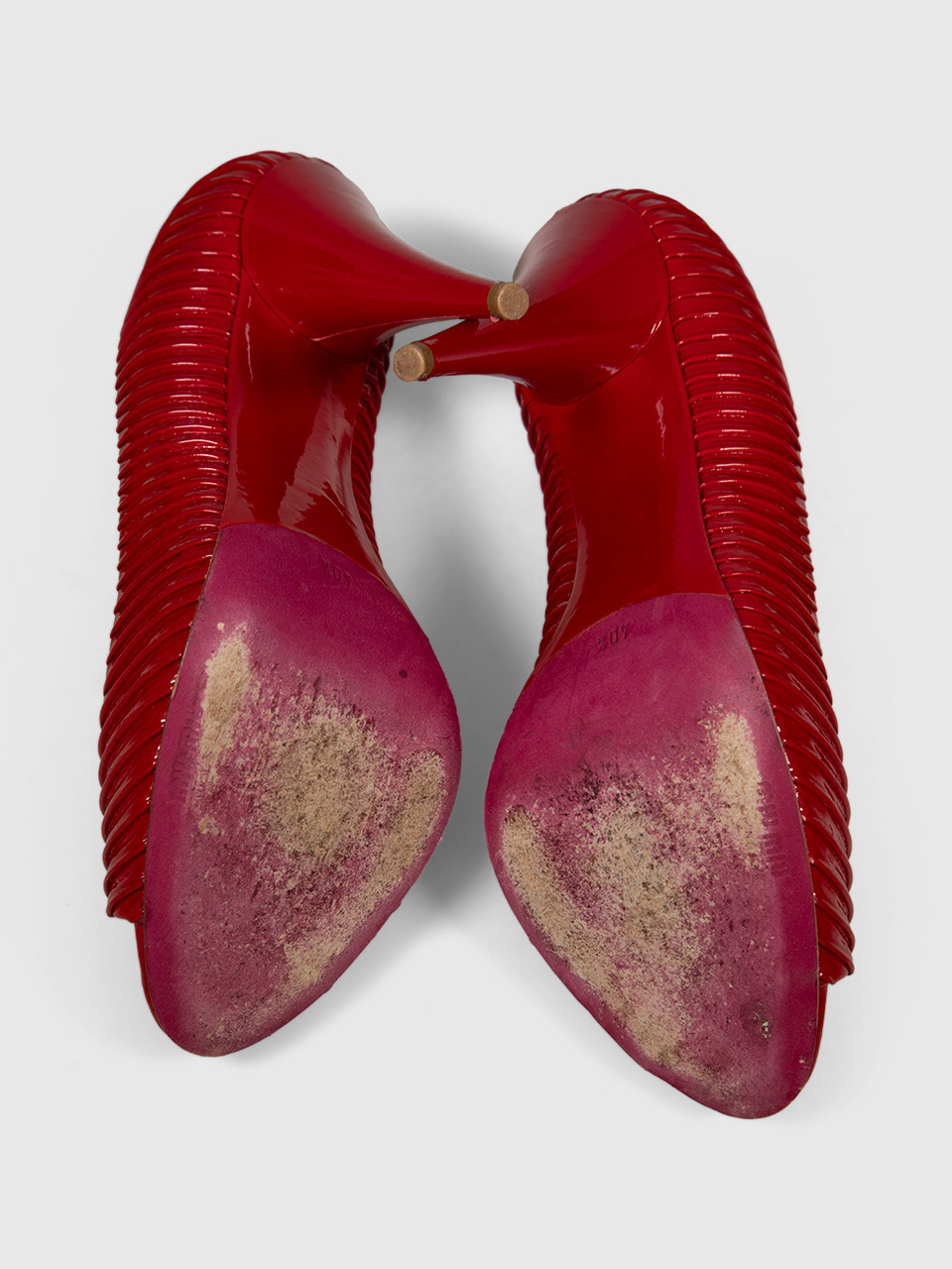 Miu Miu Red Vernice Plisse Patent Leather Heels