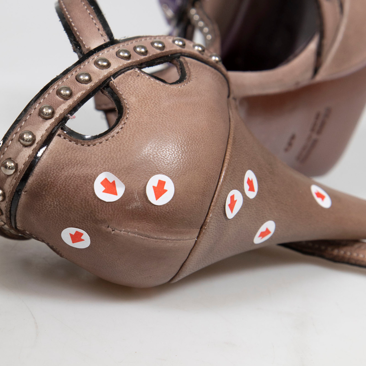 Miu Miu Mauve Leather Embellished Sandals