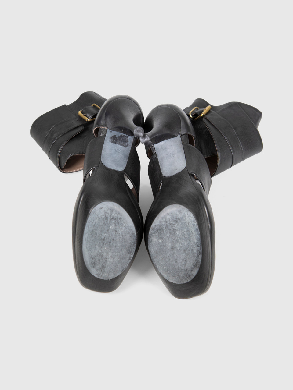 Lanvin Black Leather Cutout Ankle Boots