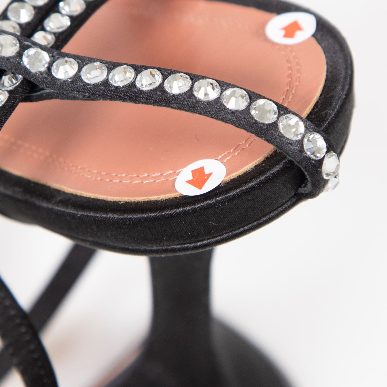 Amina Muaddi Black Crystal Embellished Sandals