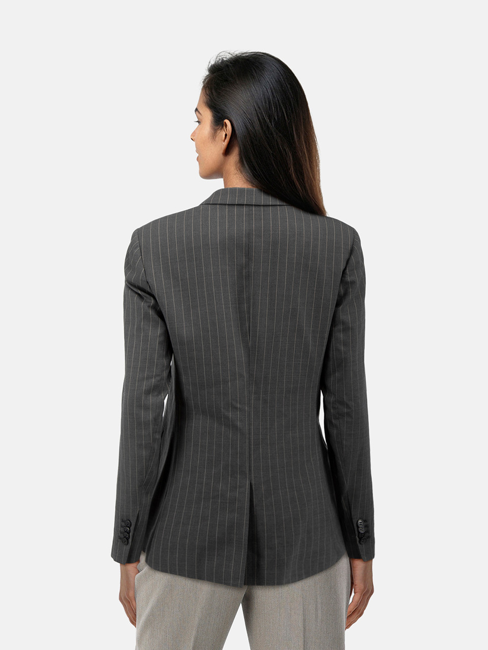 Theory Grey Wool Pinstripe Pattern Blazer