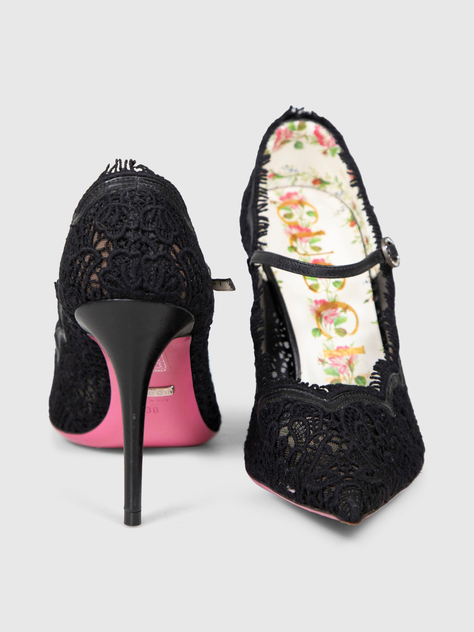 Gucci Black Lace Pointed Toe Heels