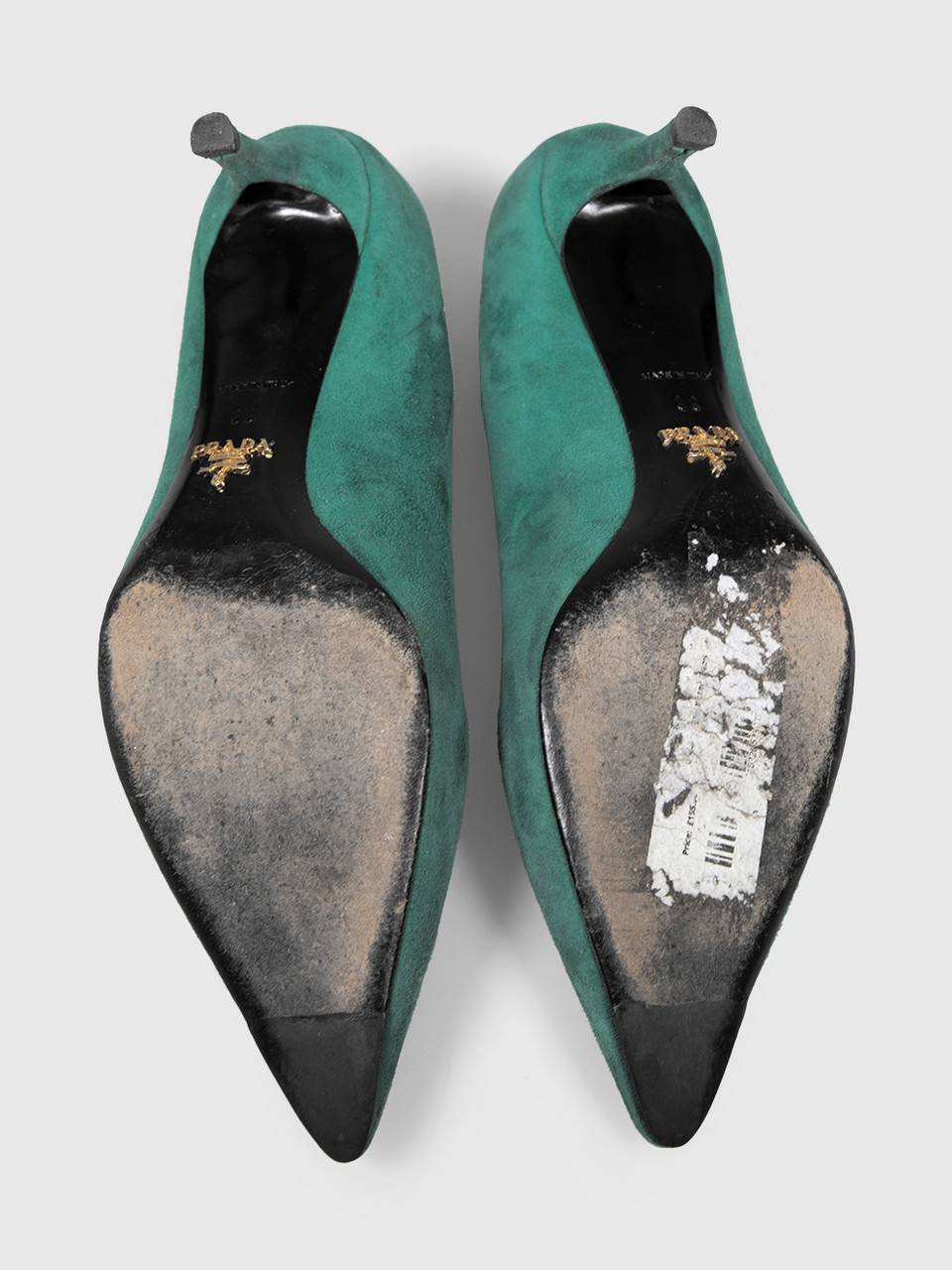 Prada Green Suede Low Heel Pumps