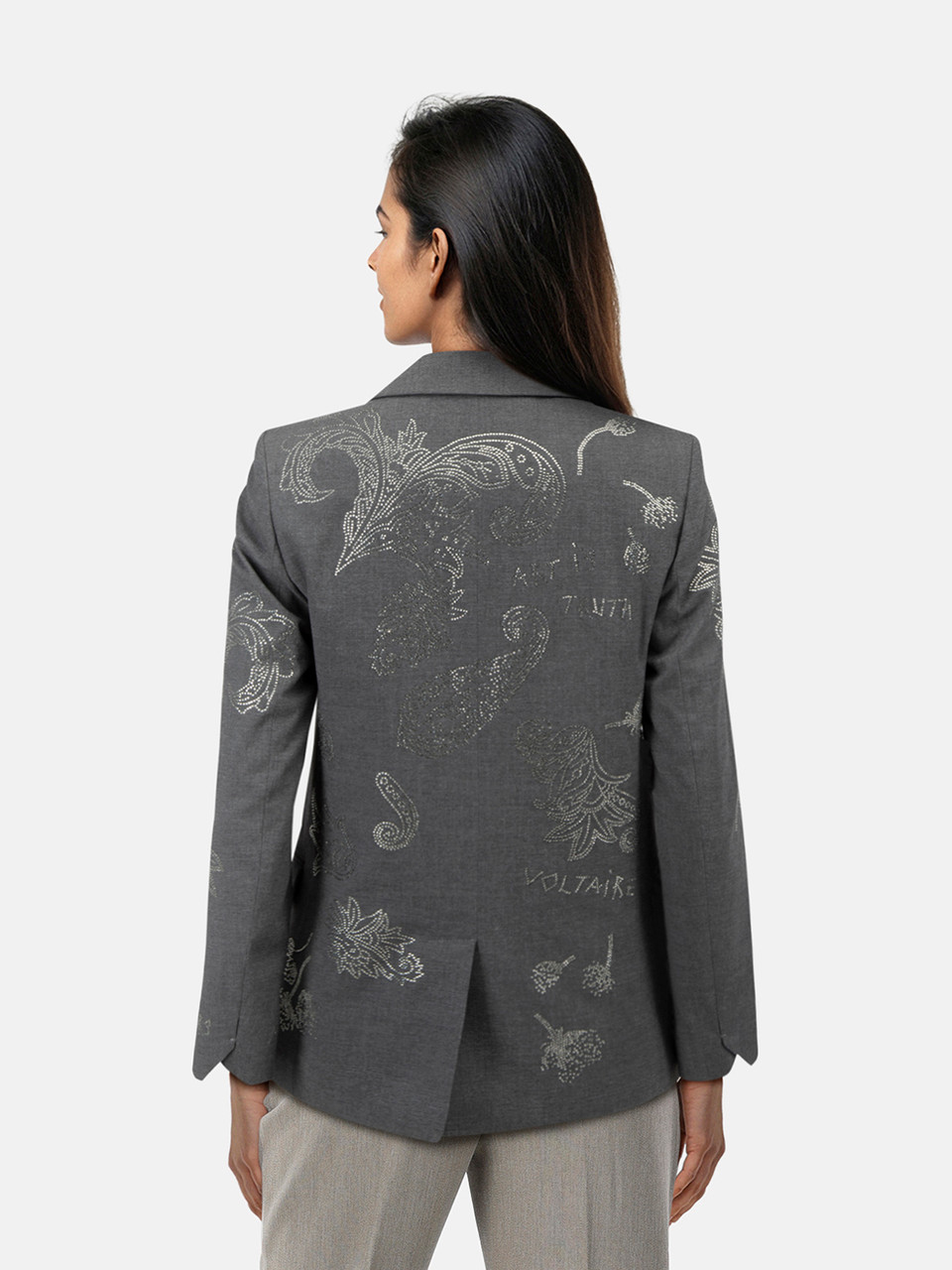 Zadig & Voltaire Grey Embellished Paisley Blazer