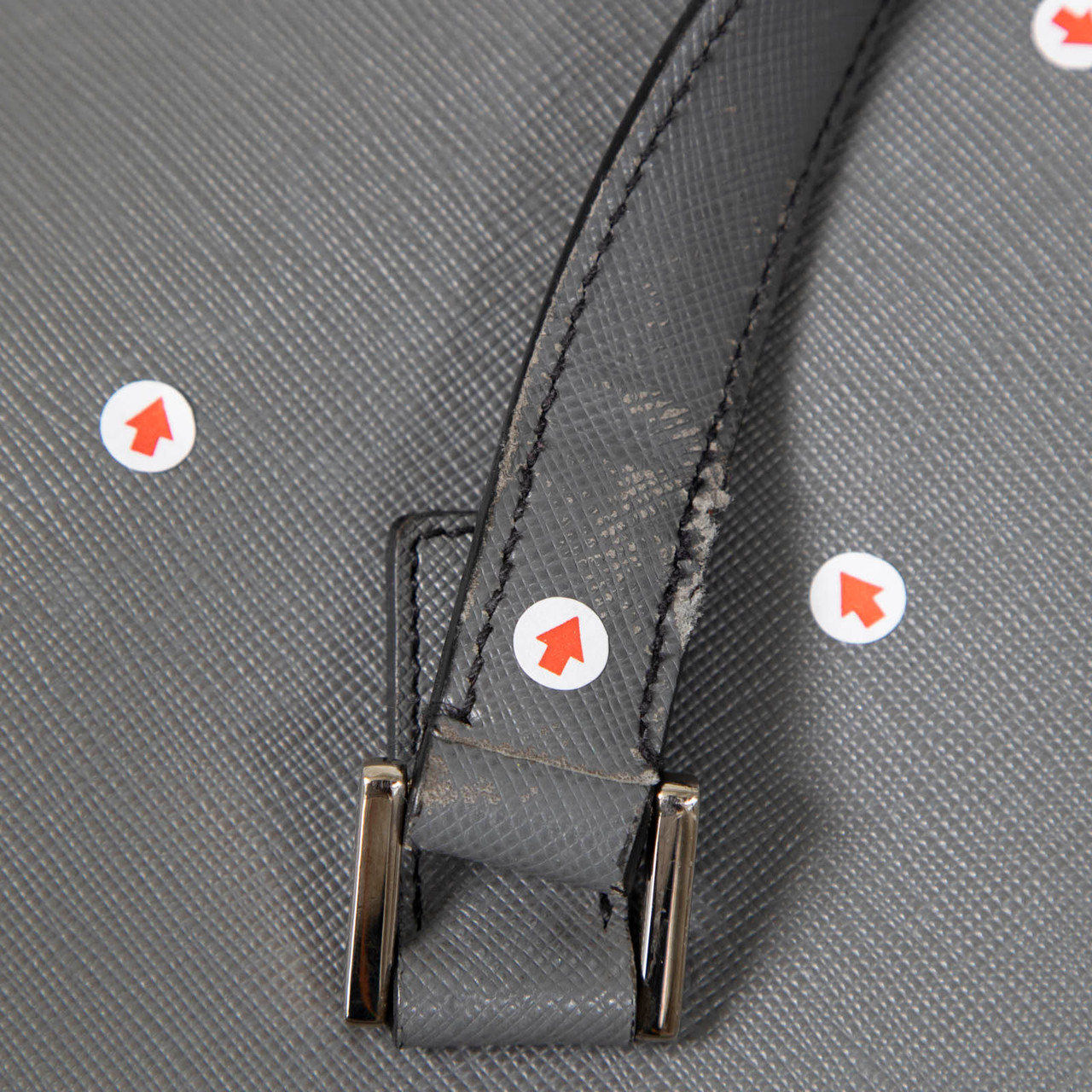 Prada Grey Saffiano Leather Briefcase Bag