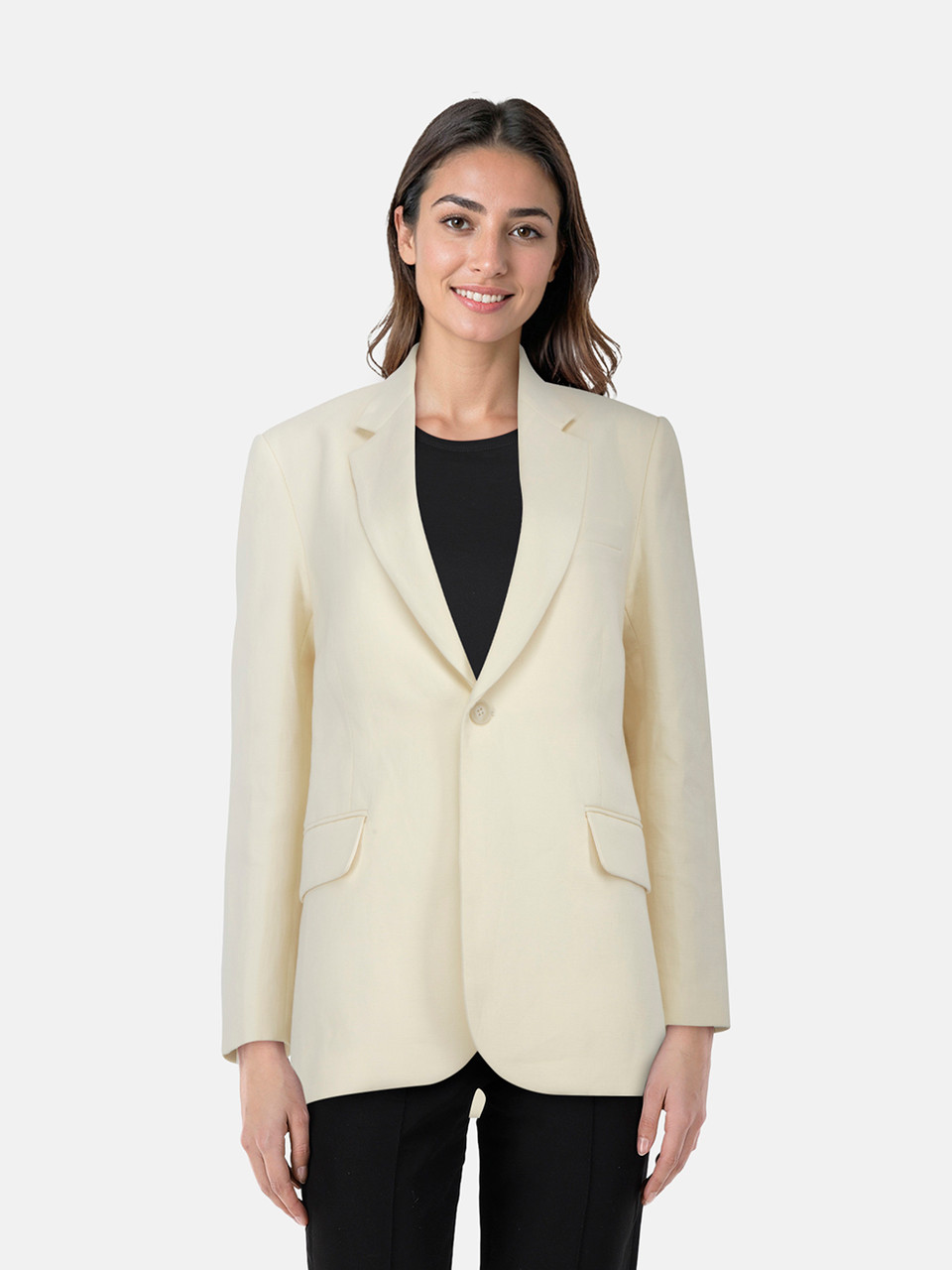 Nili Lotan Cream Single Breasted Blazer