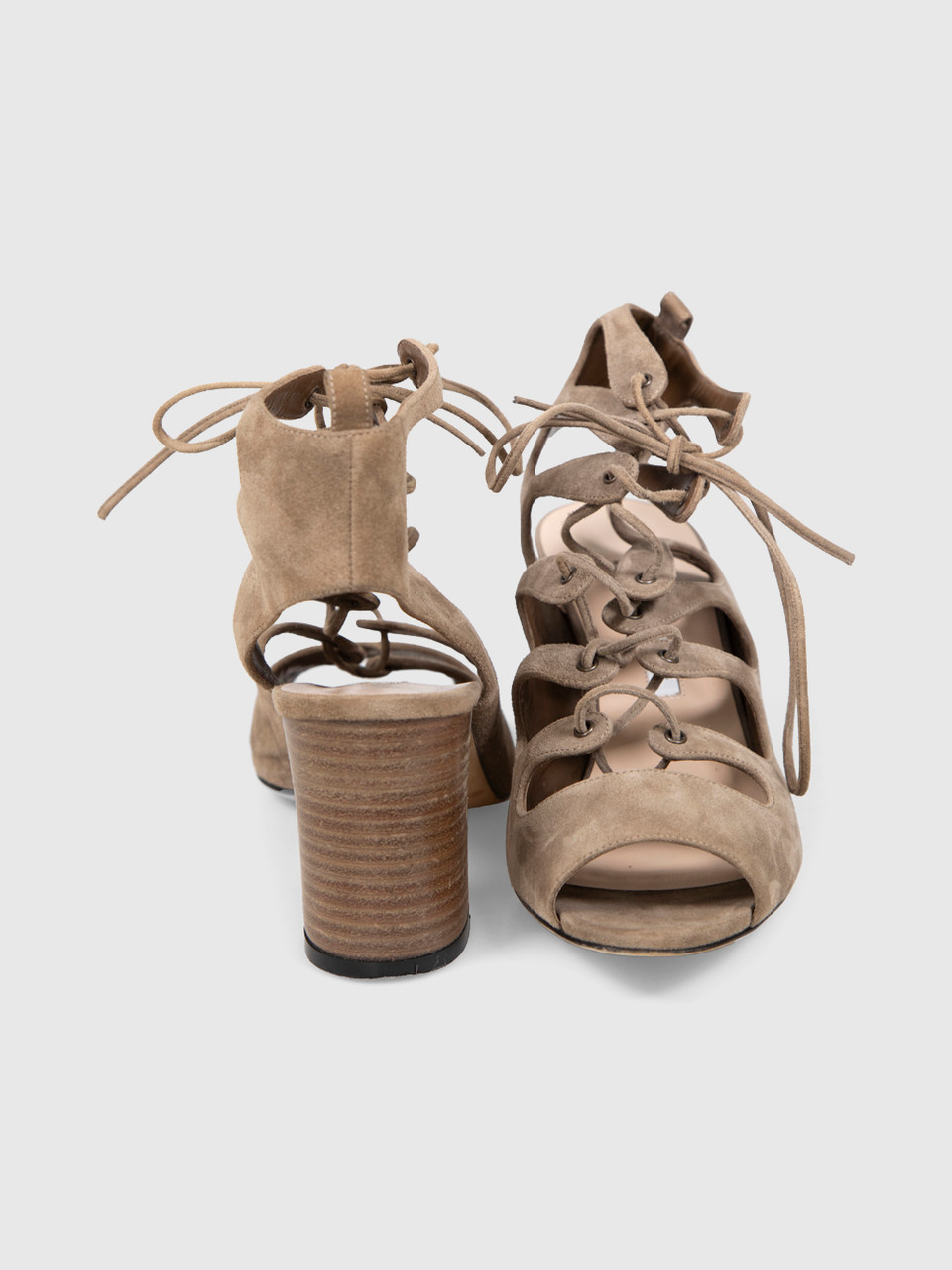 Manolo Blahnik Khaki Suede Attal Gladiator Sandals