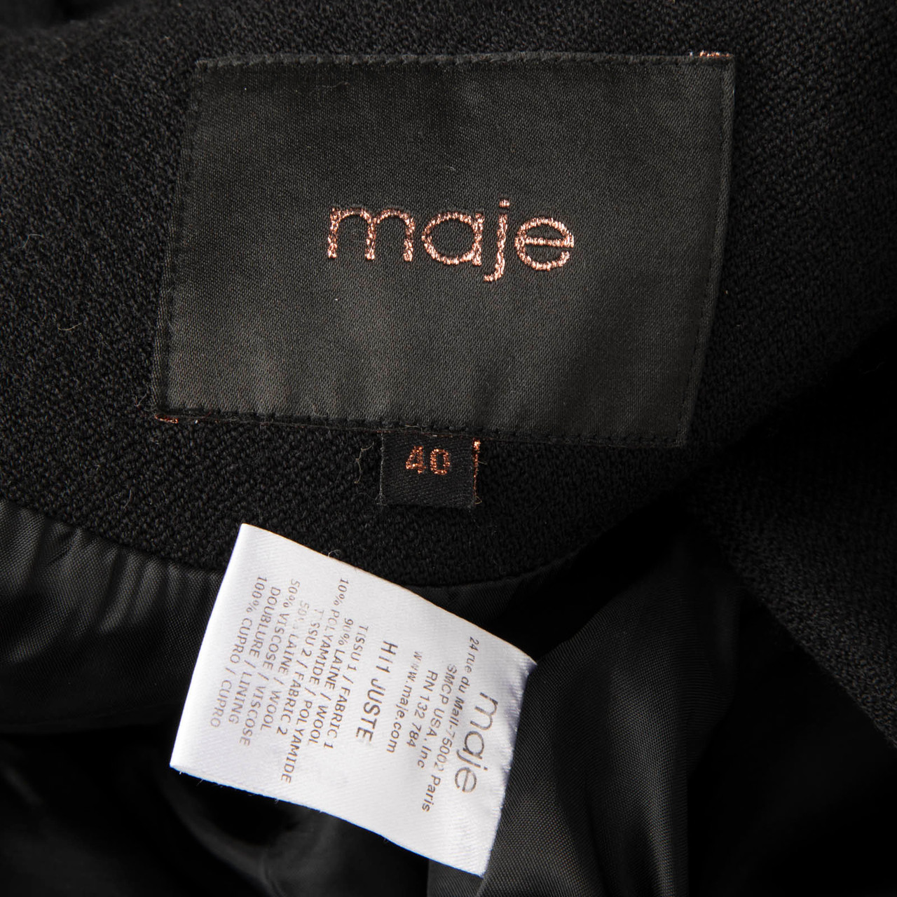 Maje Black Double Breasted Collared Jacket