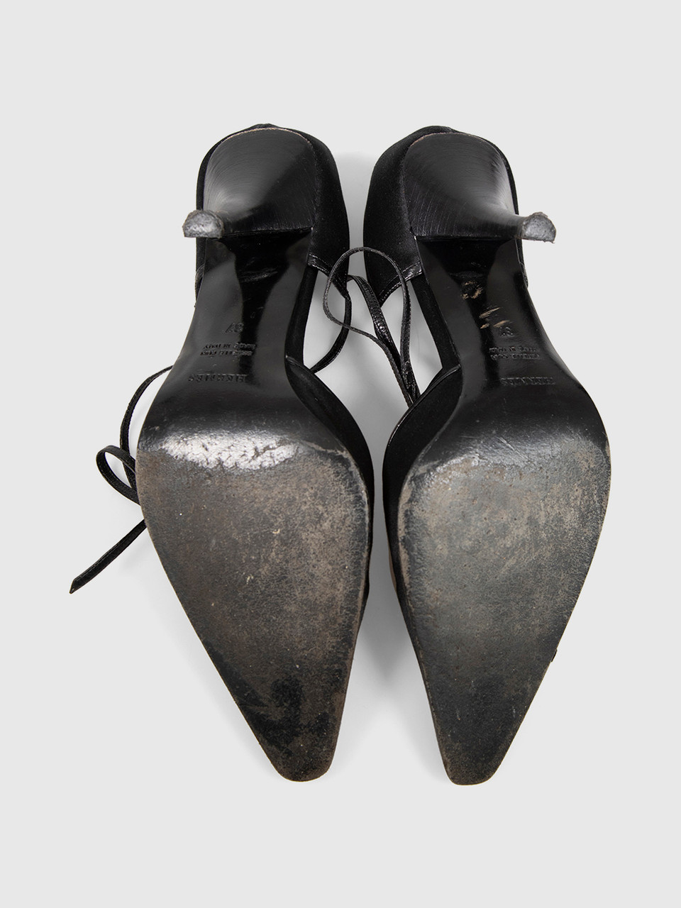 Hermès Black Pointed Toe Strappy Heels