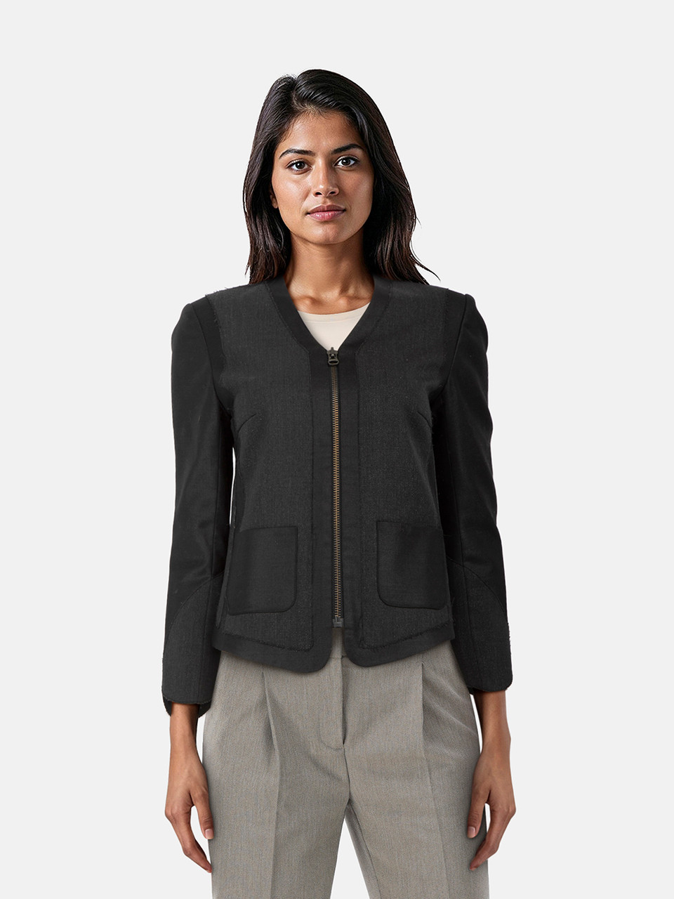 Zadig & Voltaire Black Metallic Zip Up Jacket