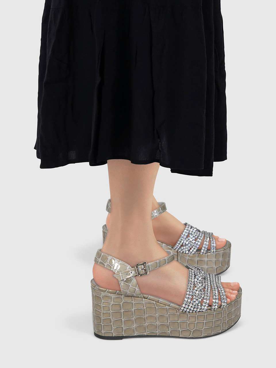 Gina Grey Crystal Embellished Sandals