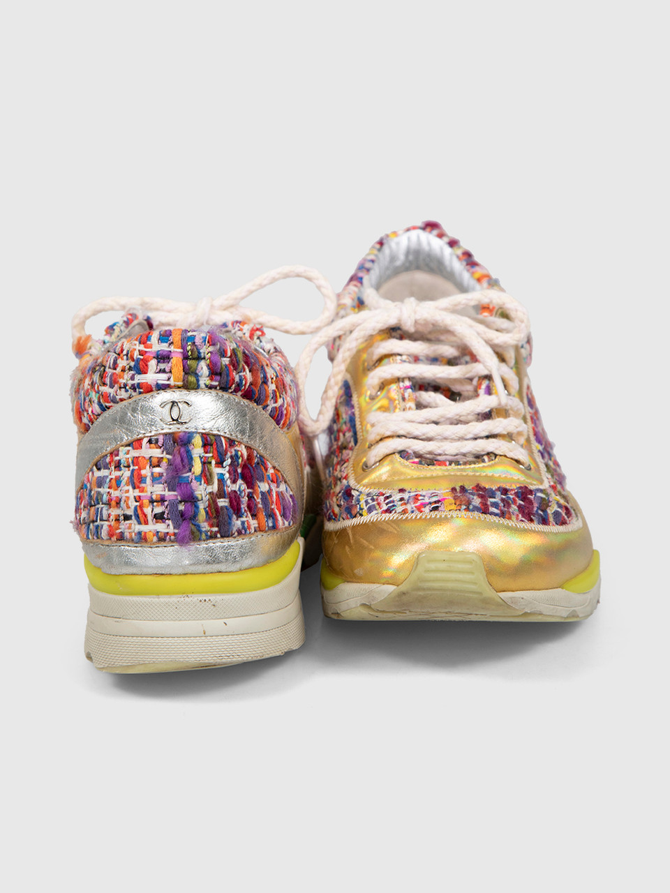 Chanel Tweed Holographic Trainers