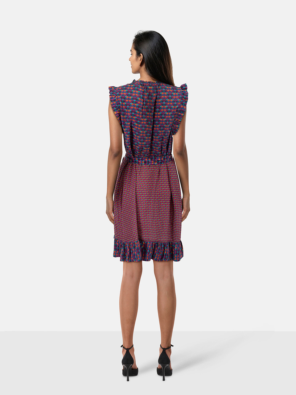 Marc Jacobs Marc By Marc Jacobs Printed Silk Ruffled Trim Dress