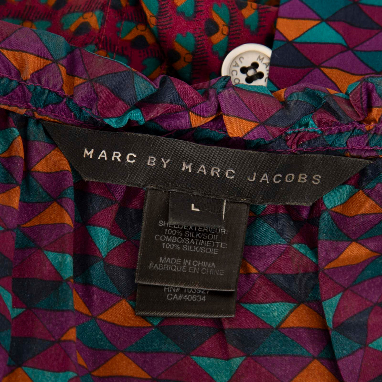 Marc Jacobs Marc By Marc Jacobs Printed Silk Ruffled Trim Dress