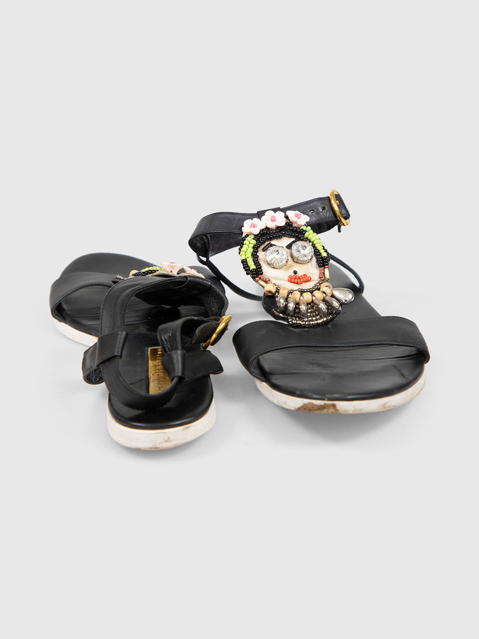 Rupert Sanderson Black Leather Cara Sandals