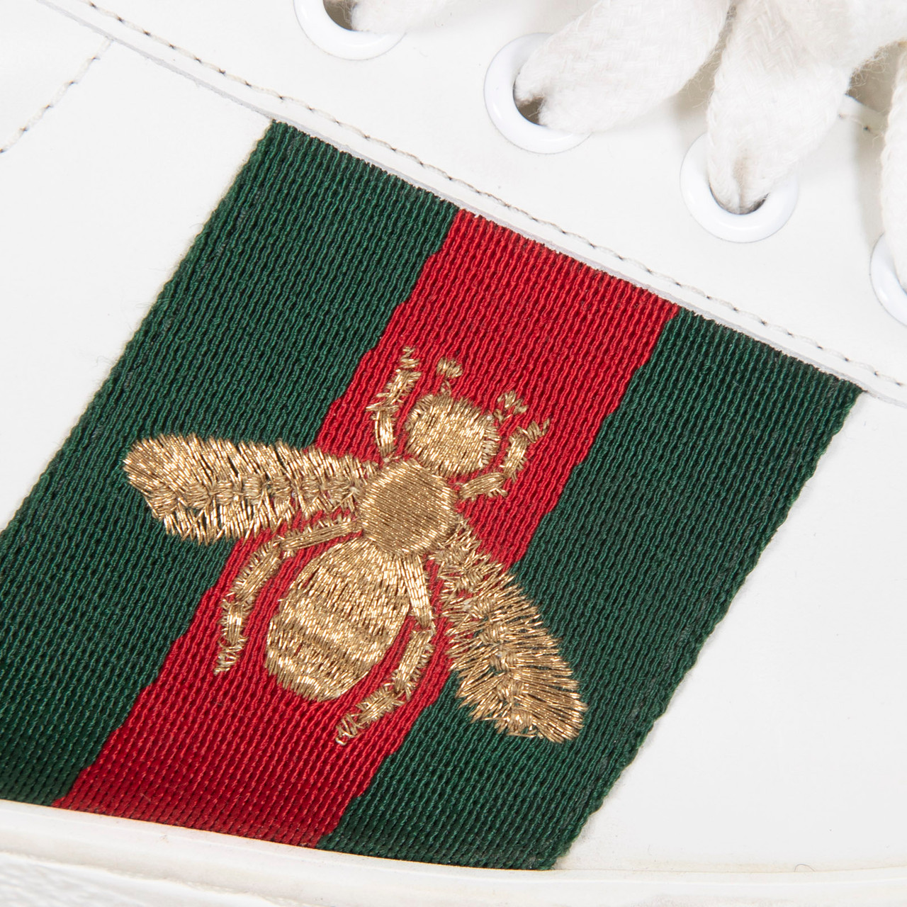 Gucci White Bee Embroidery Ace Trainers