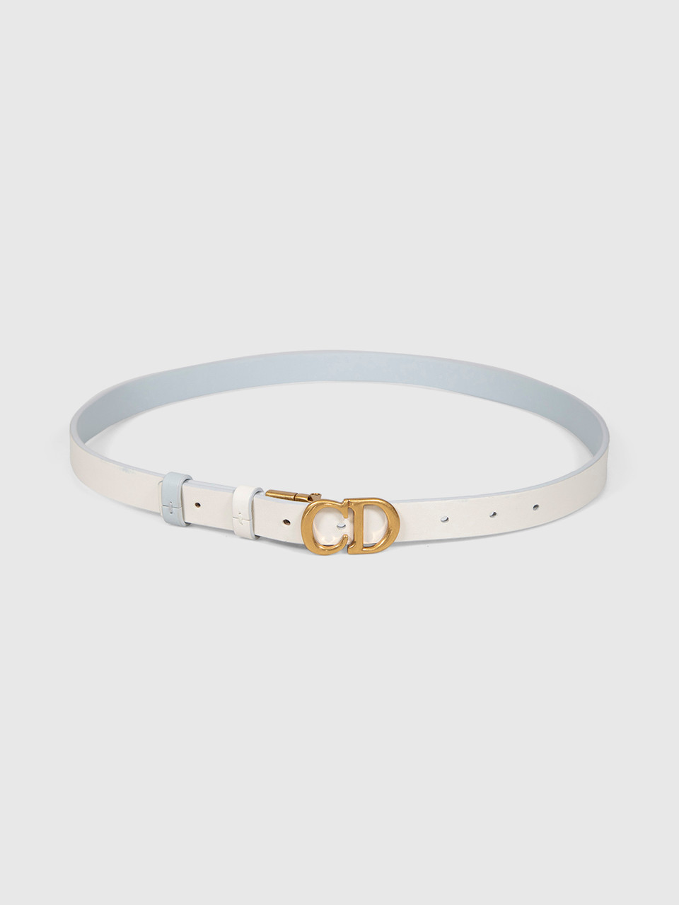 Dior Blue & White Leather CD Reversible Belt